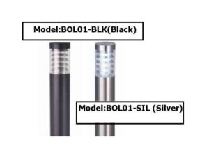 LED Bollard: Model BOL01-BLK / BOL03-BLK in Matt Black & Silver